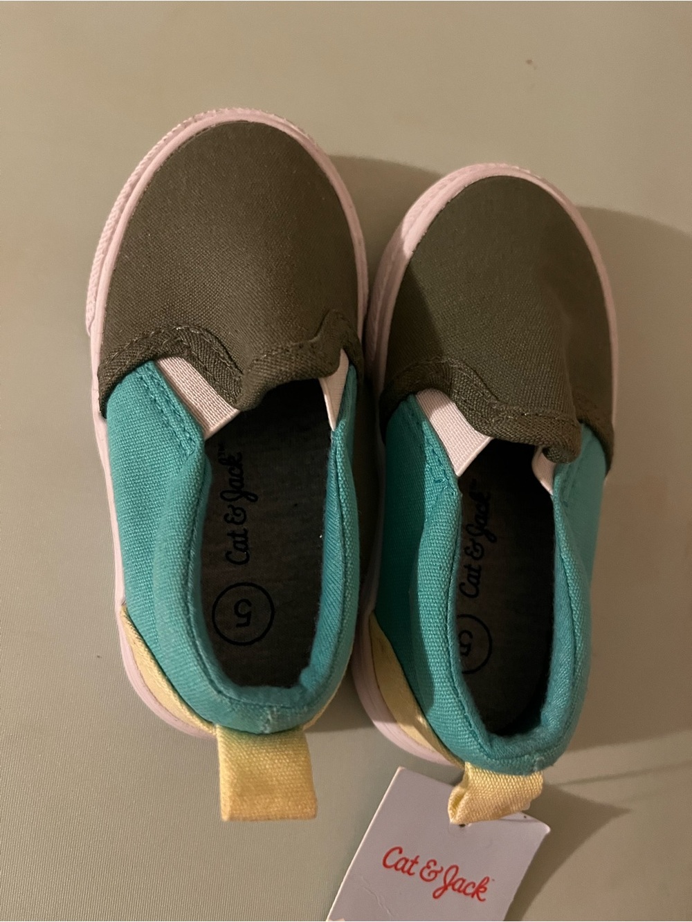 Cat & Jack Kids Slip-On Sneakers in Teal, Olive & Yellow